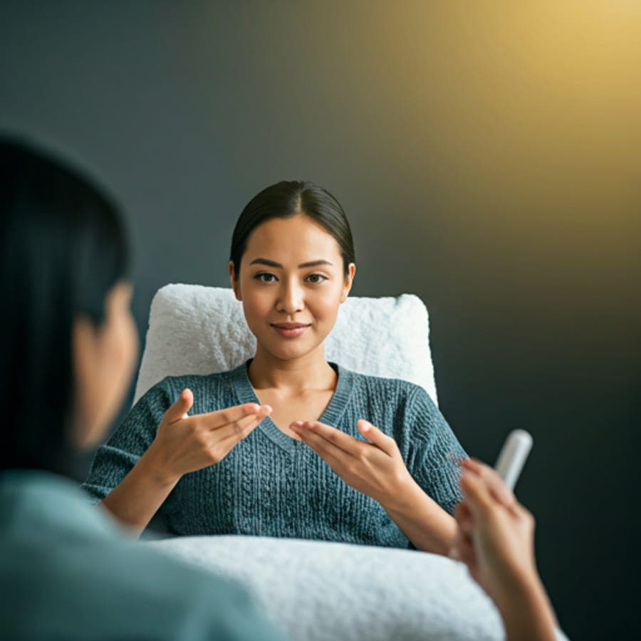 Two women having a guided care session
